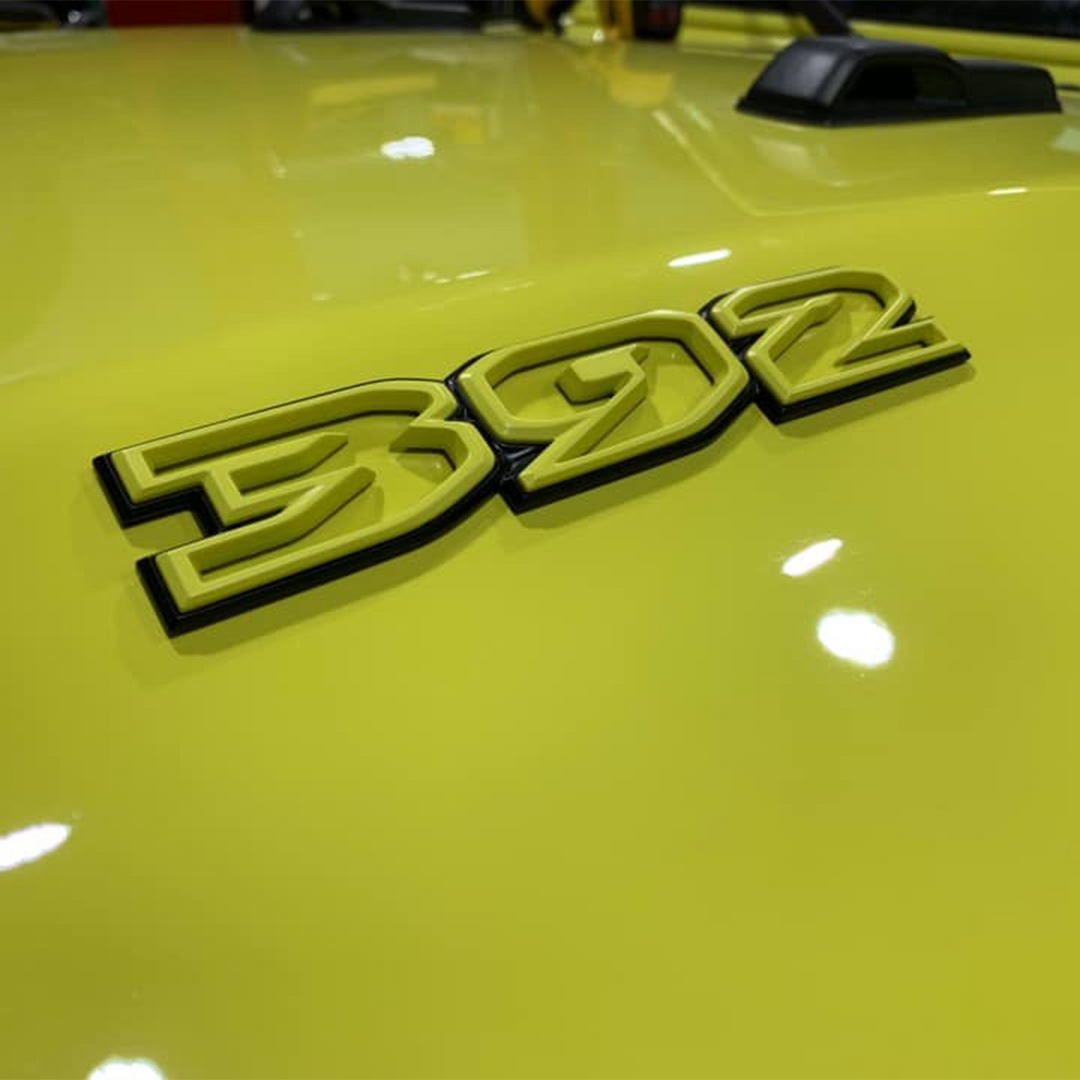392 Hood Emblem Pair High Velocity Yellow Gloss Finish