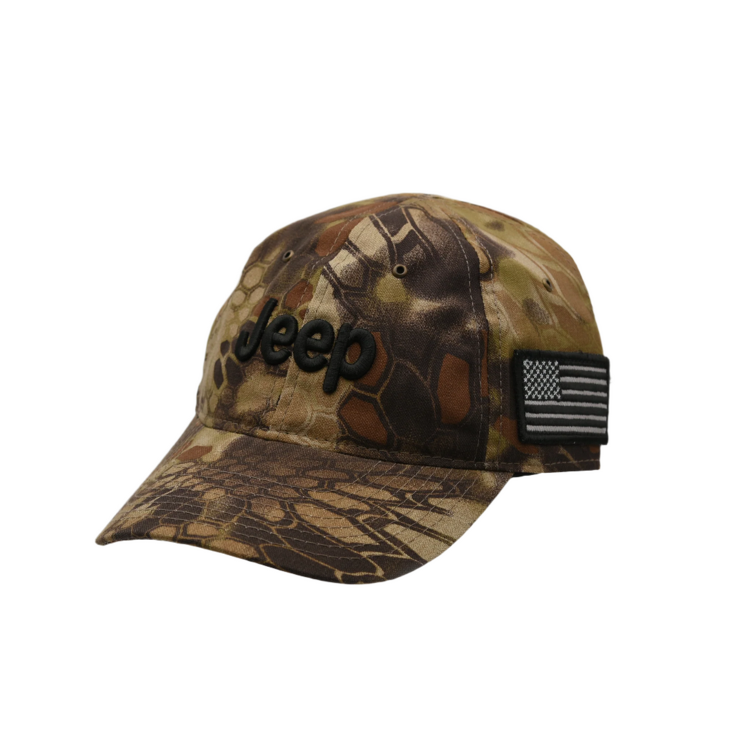 American Legend Camo Licensed Jeep Cap with American Flag patch (JPTCM)