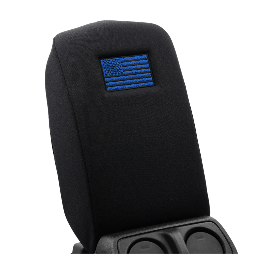 Armrest console cover, Blue thread color, black stars and stripes