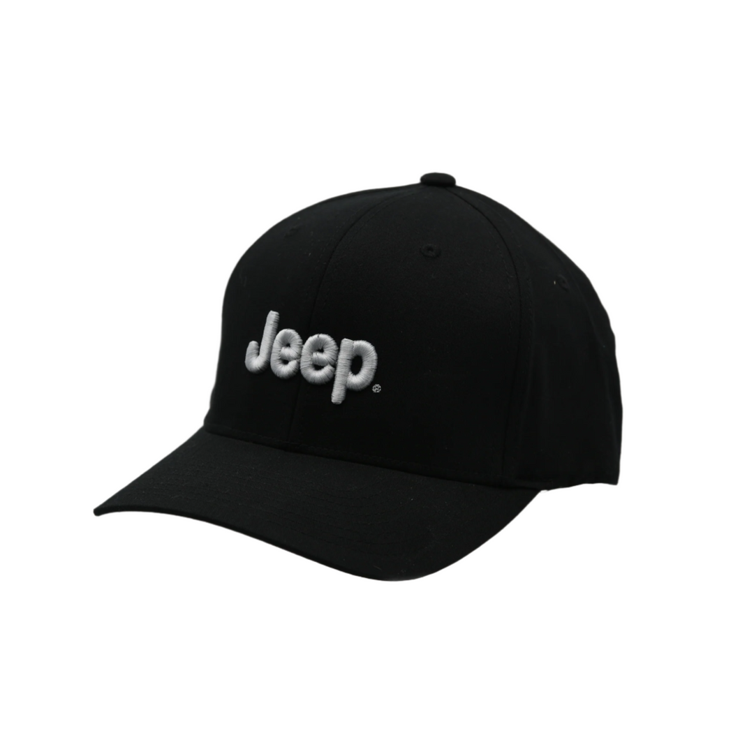 Black Baseball Hat with White Embroidered Jeep Logo