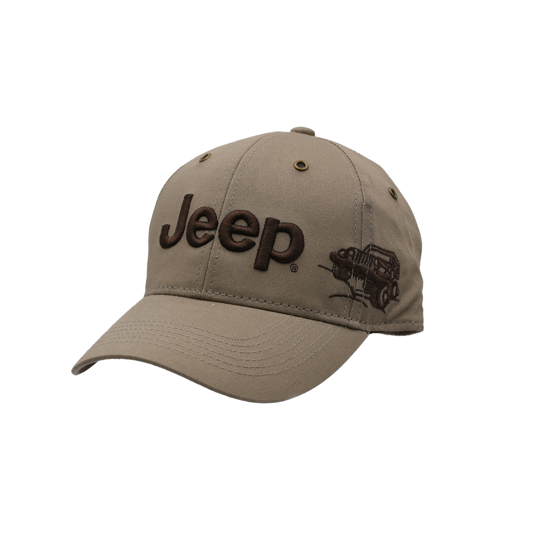 Jeep® Classic Khaki Cap with Vintage Wrangler Brown Embroidery