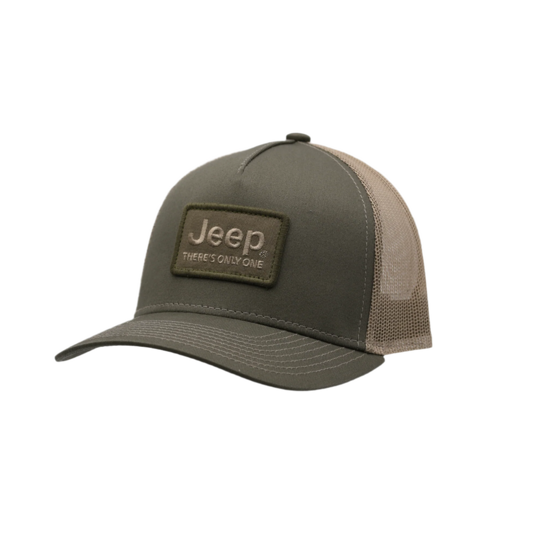 Jeep Logo There's Only One Olive Baseball Cap with Tan Mesh