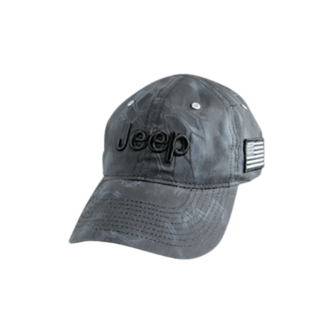 Licensed Jeep Kryptek Typhon Camo gray  Cap with American Flag Patch