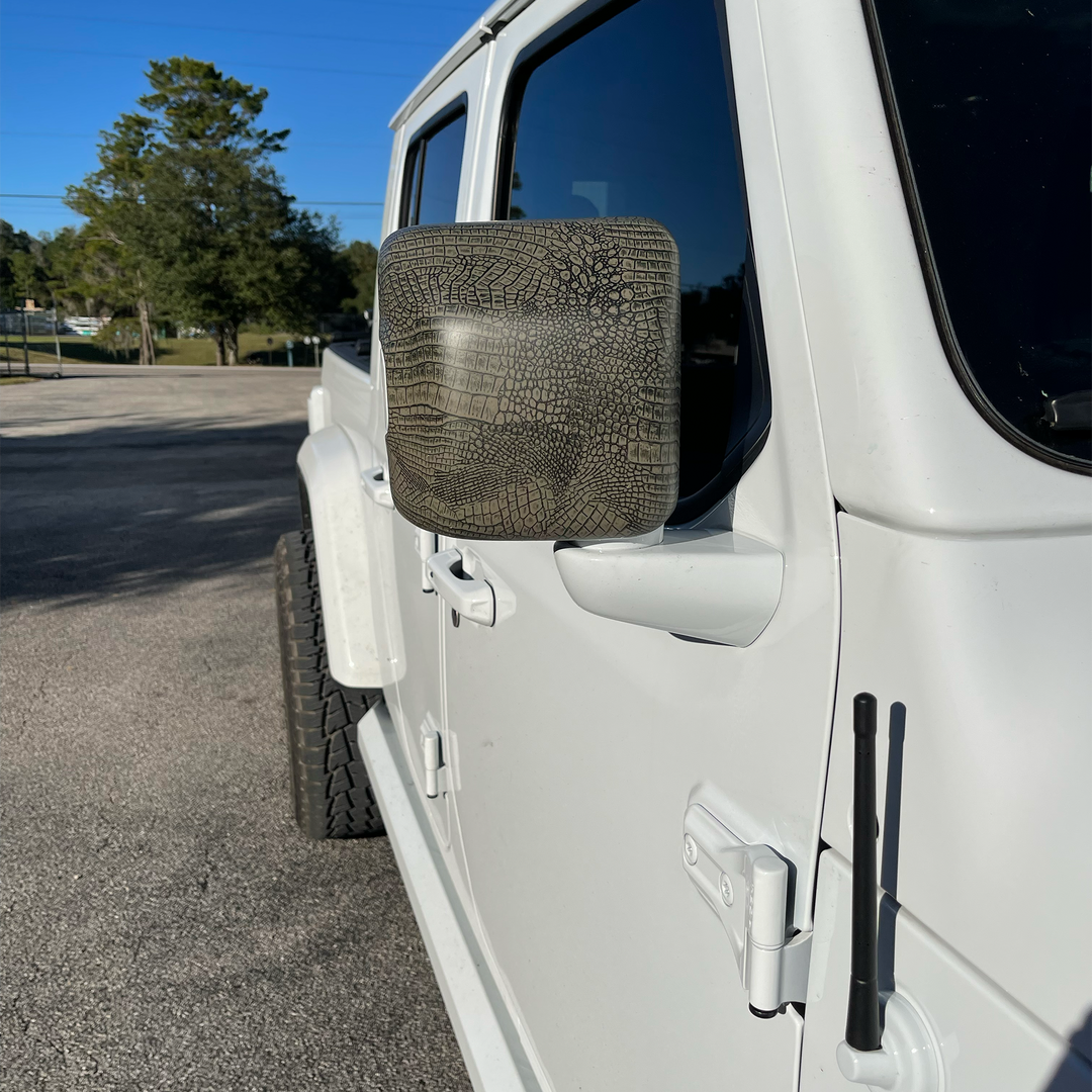 Mirror Cover Sting Gray Gator Graphic Pattern