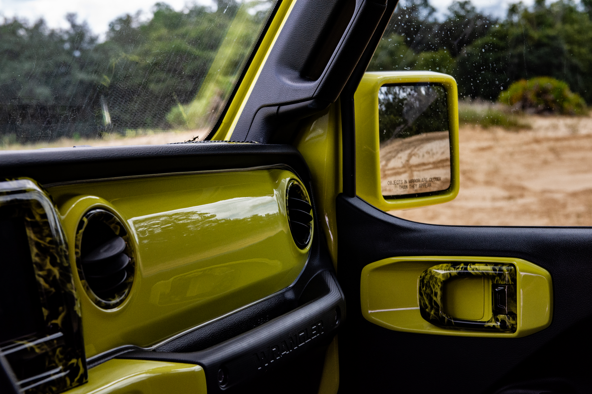 JL 2-door wrangler interior custom-painted parts high velocity yellow