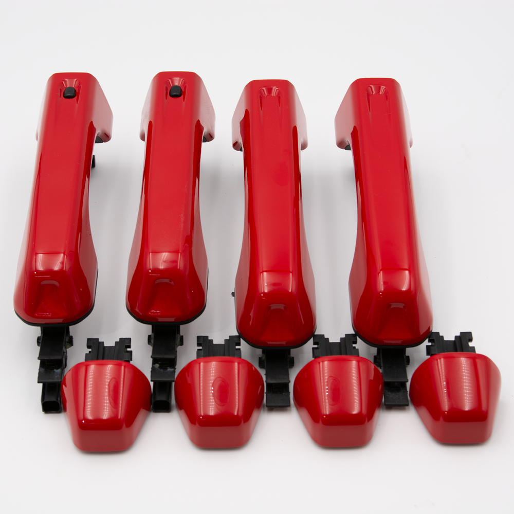JT Keyless Entry Firecracker Red Custom Painted Door Handles (4 Handles, Buttons)