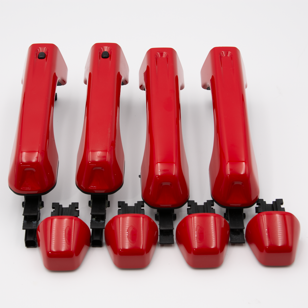 JT Keyless Entry Firecracker Red Custom Painted Door Handles (4 Handles, Buttons)