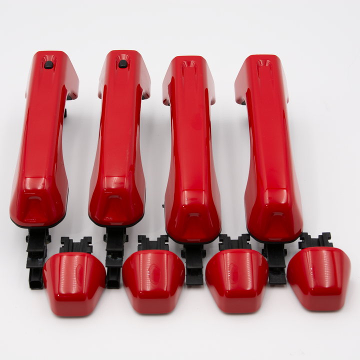 JT Keyless Entry Firecracker Red Custom Painted Door Handles (4 Handles, Buttons)