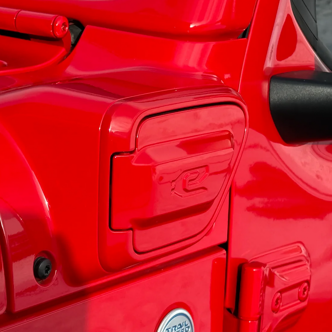 4xe Charge Door Closed Firecracker Red Jeep