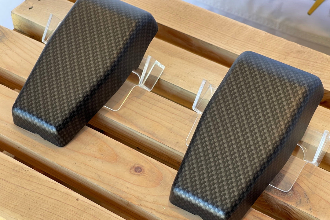 Aftermarket Rear Window Hinge Covers Black Carbon Matte Finish Large