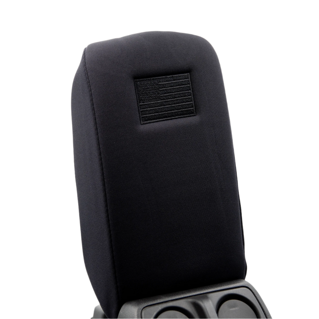 Armrest Console Cover Black Thread Black Stars and Stripes