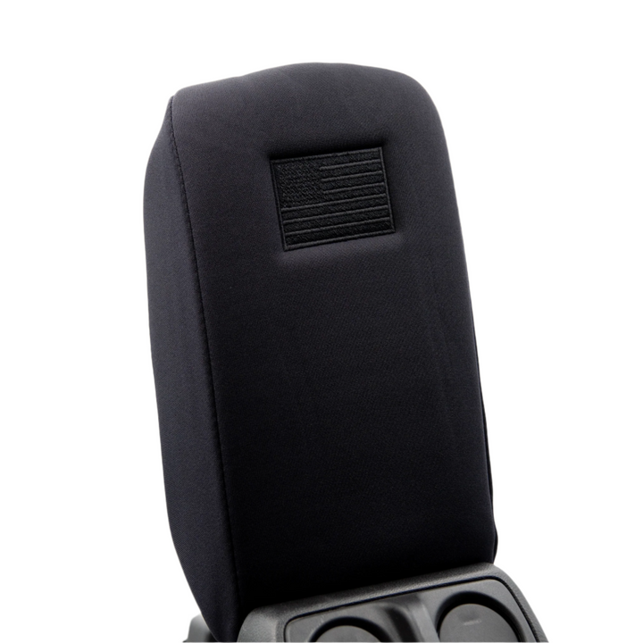 Armrest Console Cover Black Thread Black Stars and Stripes