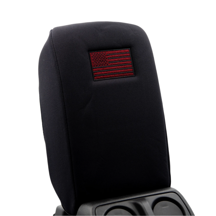 Armrest Cover REd Thread Black stars and stripes
