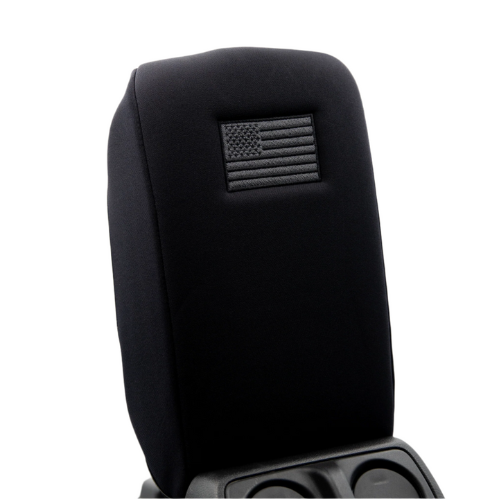 Armrest Console Cover Gray Thread Black Stars and Stripes