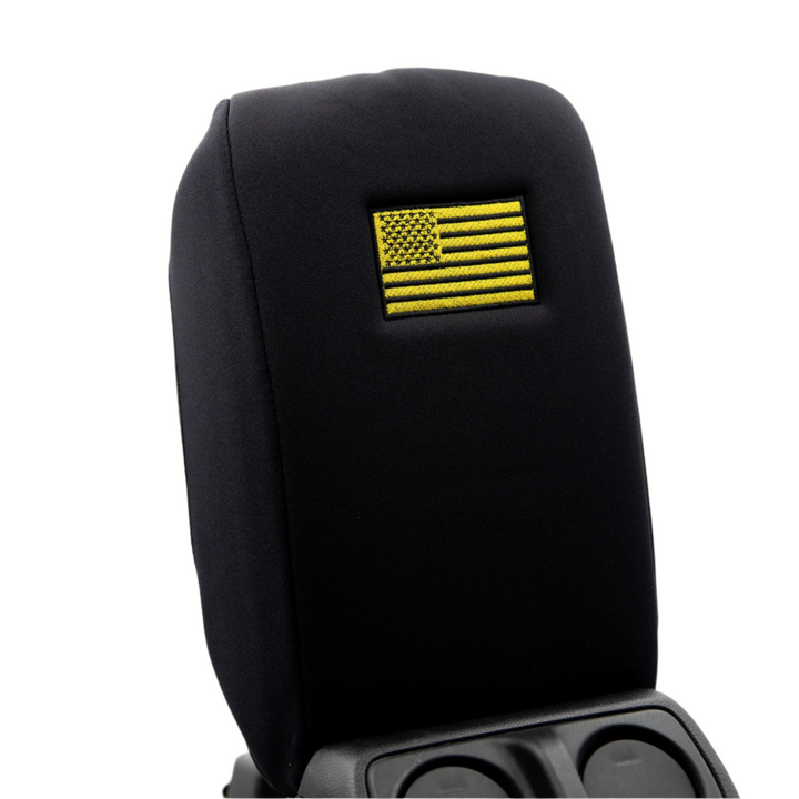 Armrest Console Cover Yellow Thread Black Stars and stripes