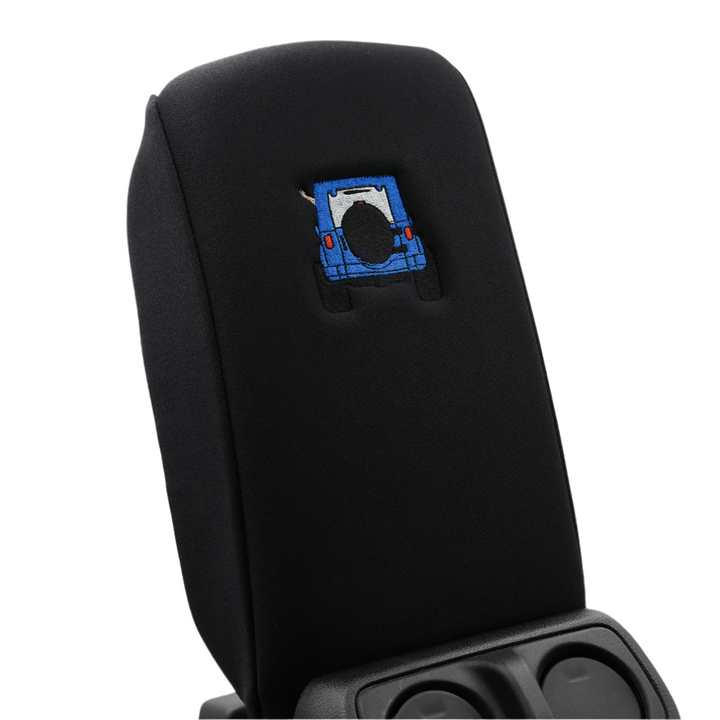 Black console cover with Blue color-matched Jeep rear end and black tire cover
