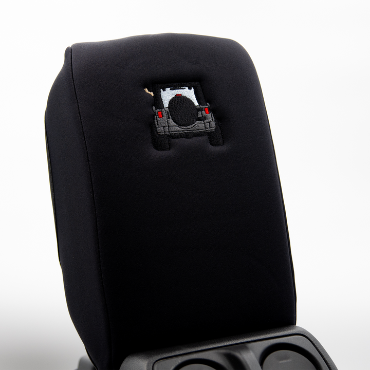 Black Armrest Console Cover Jeep Rear End Gray with Black Top