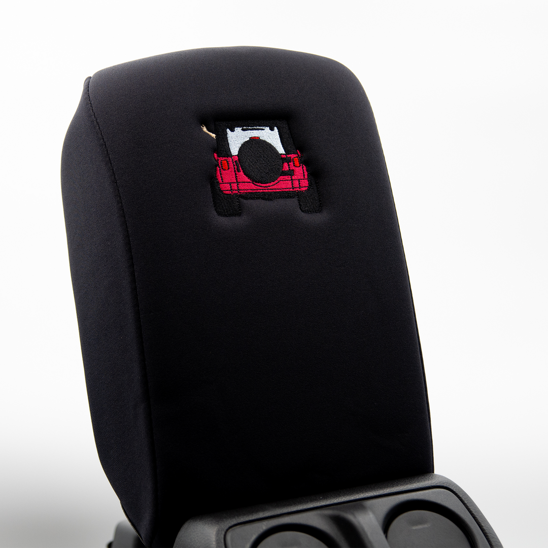 Black Armrest Console Cover Jeep Rear End Hot Pink with Black Top