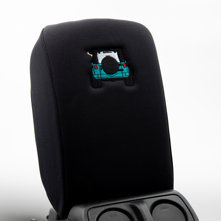 Black Armrest Console Cover Jeep Rear End Teal with Black Top