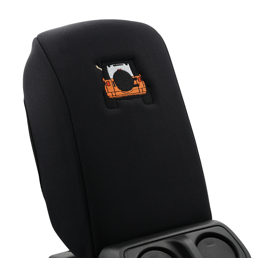 Black Armrest Console Cover Jeep Rear End Orange with Black Top