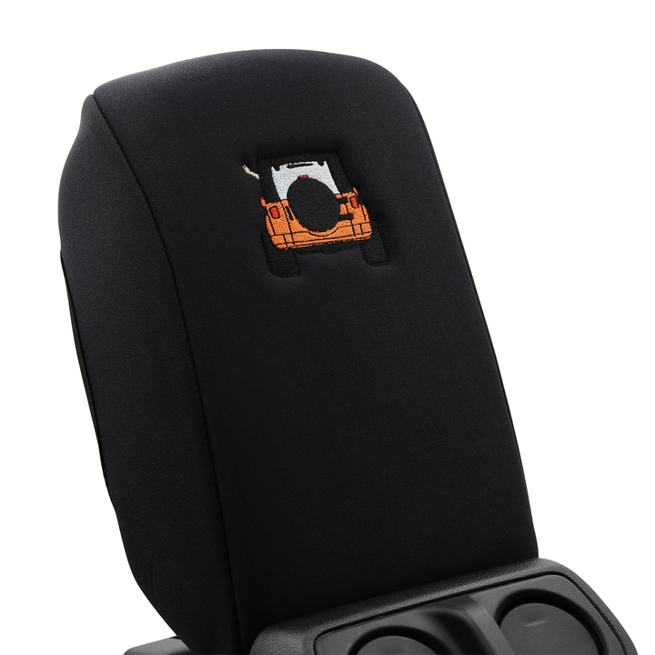 Black Armrest Console Cover Jeep Rear End Orange with Black Top