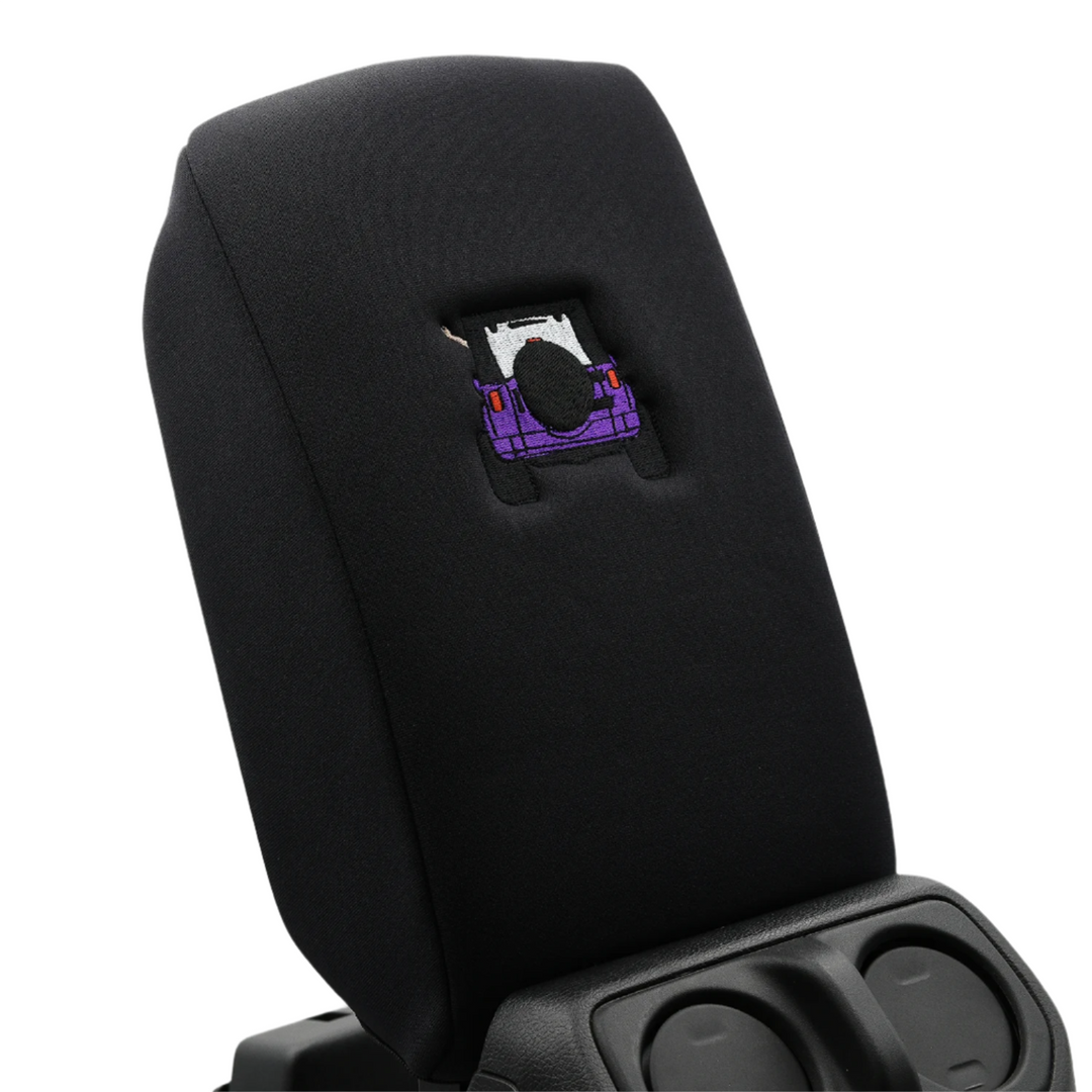Black Armrest Console Cover Jeep Rear End Purple with Black Top
