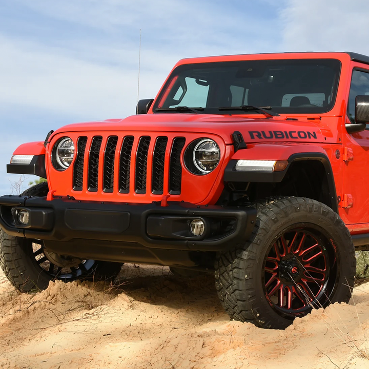 JL/JT Classic Grille Firecracker Red Black Trim, Black Mesh, Gloss Finish