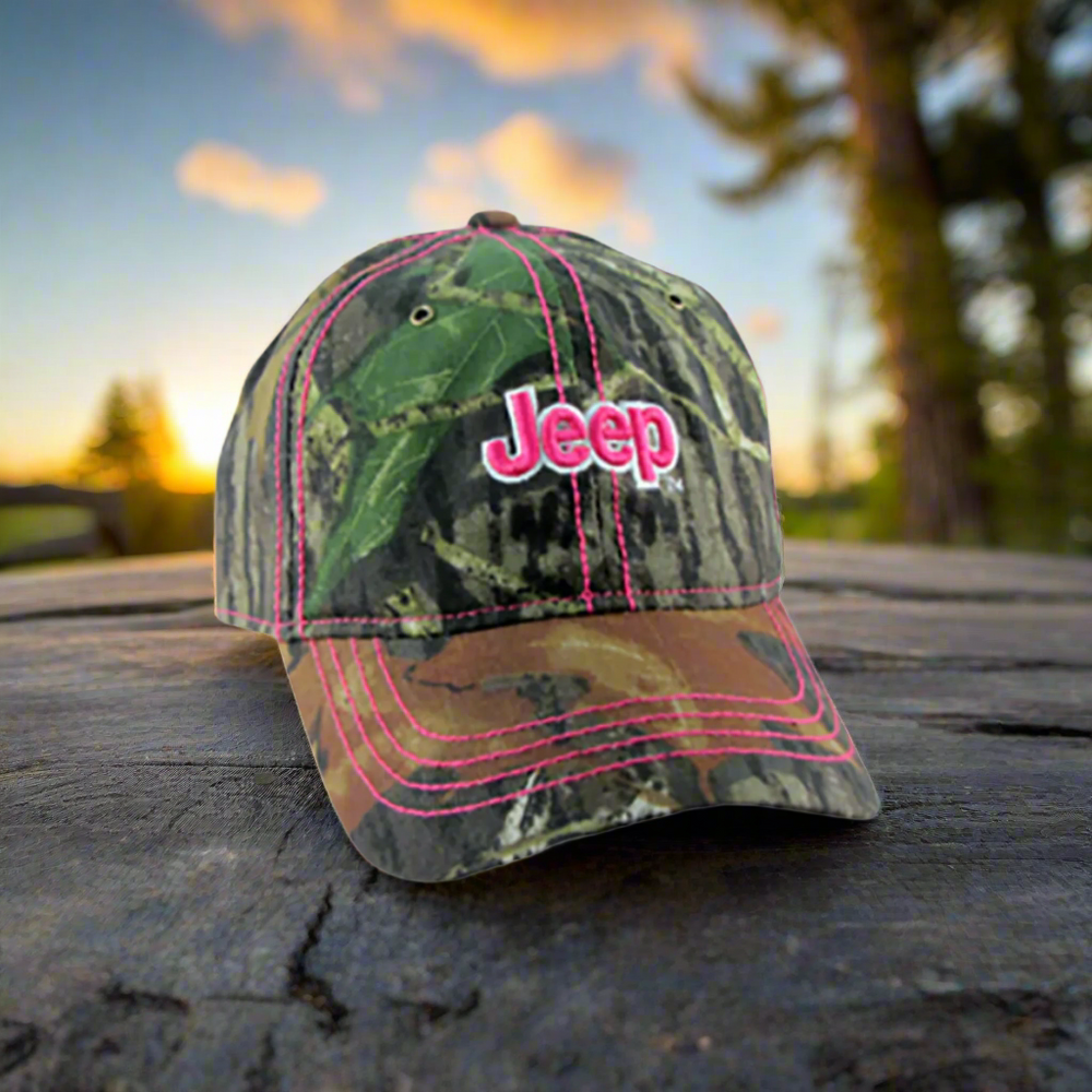 Licensed Jeep Mossy Oak Hat with Pink Stitching Camo