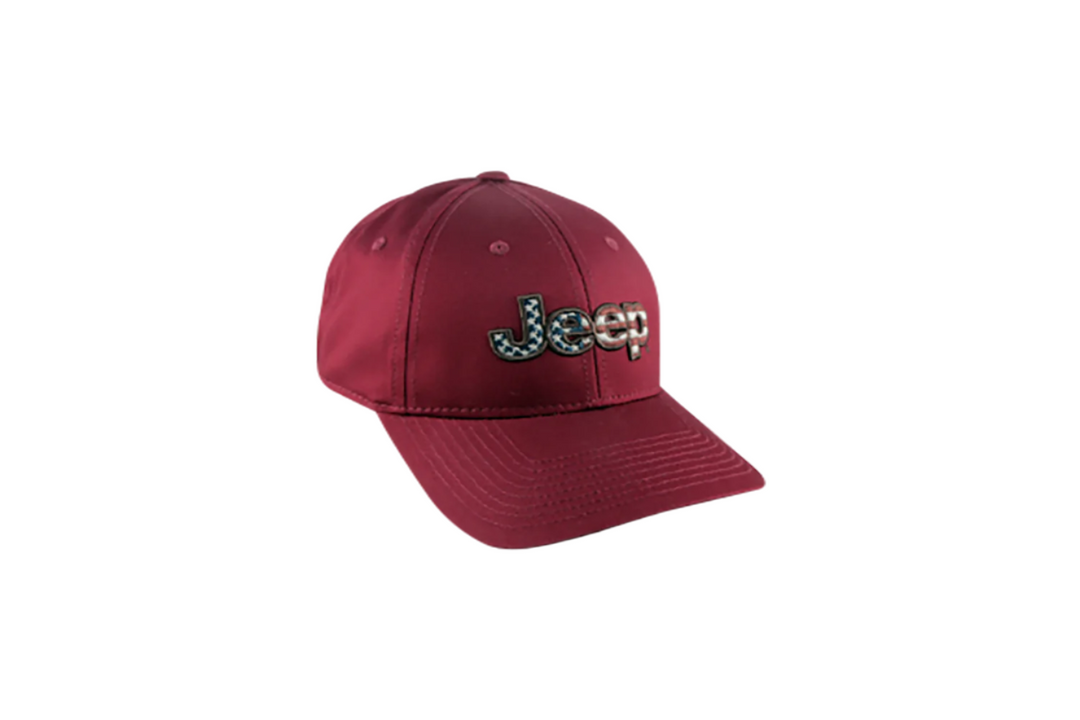 Maroon stars and stripes Jeep Logo baseball cap JPSSM