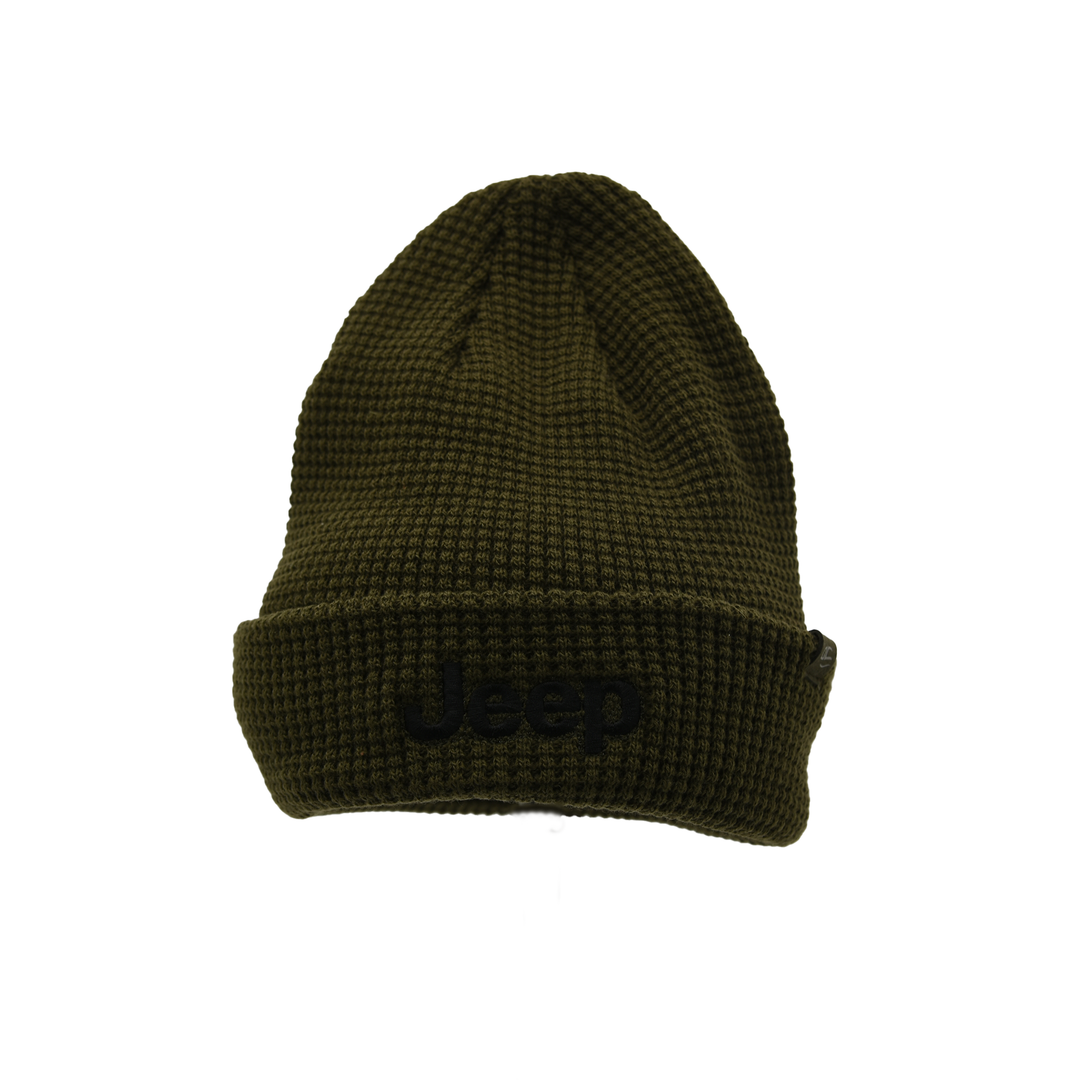 Olive Knit Beanie Black Jeep Logo