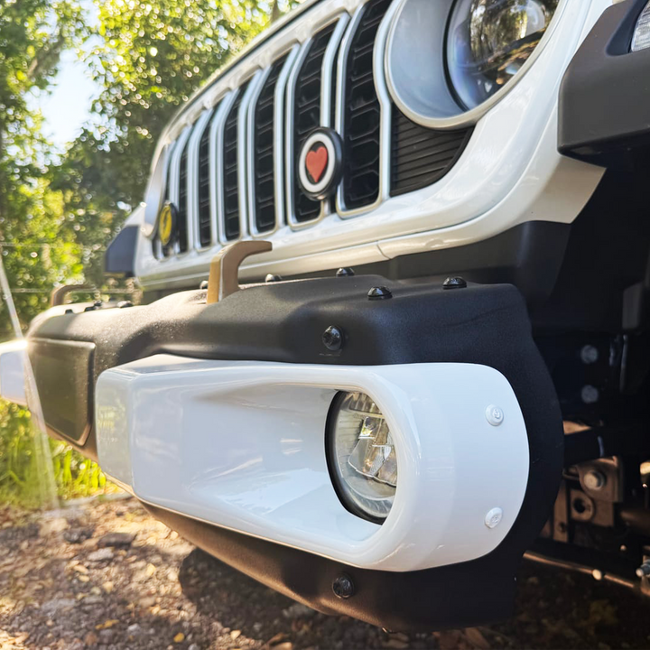 JL Rubicon Steel Front Bumper Fog Trim Bright White