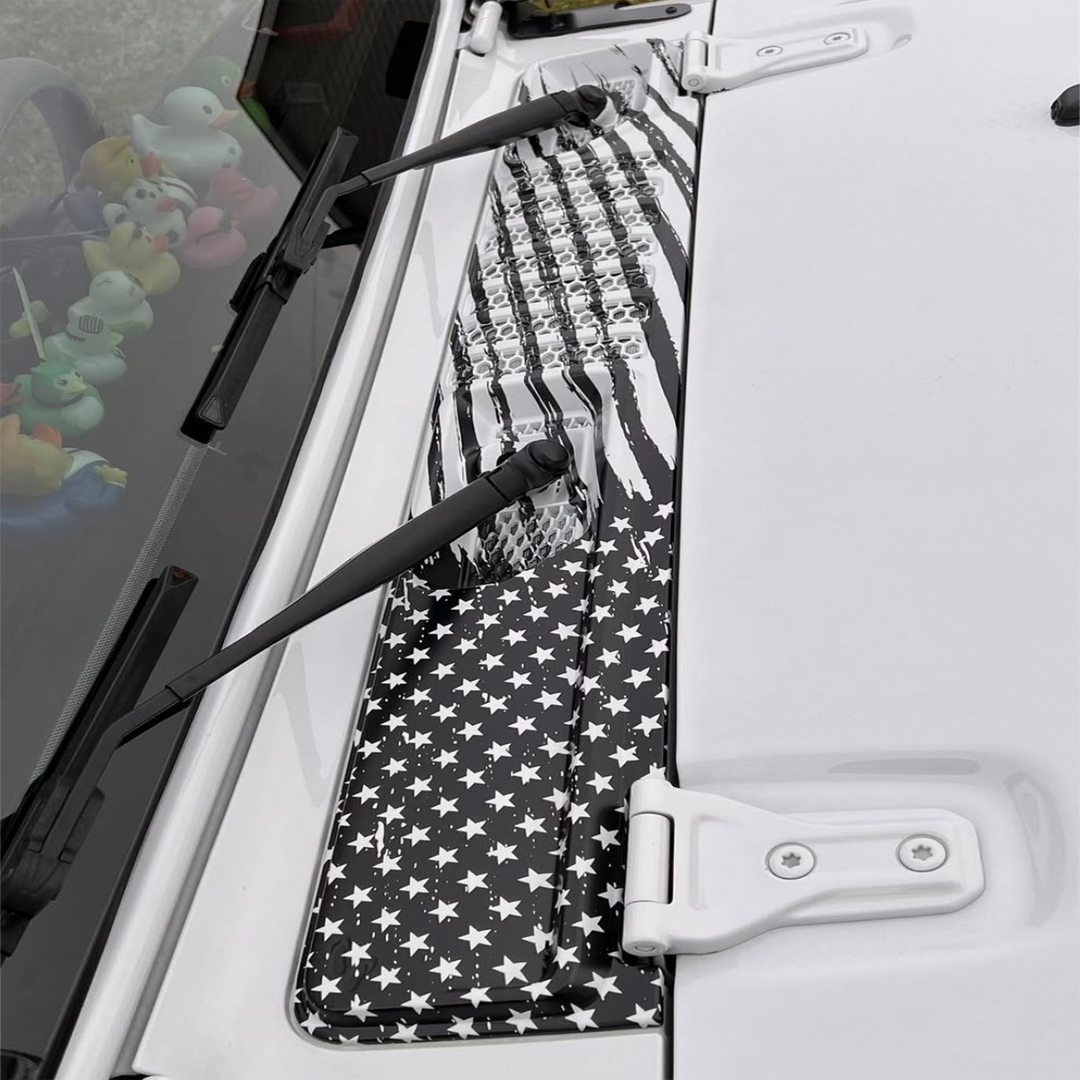 Tattered Flag Cowl wiper Panel Bright White and Black