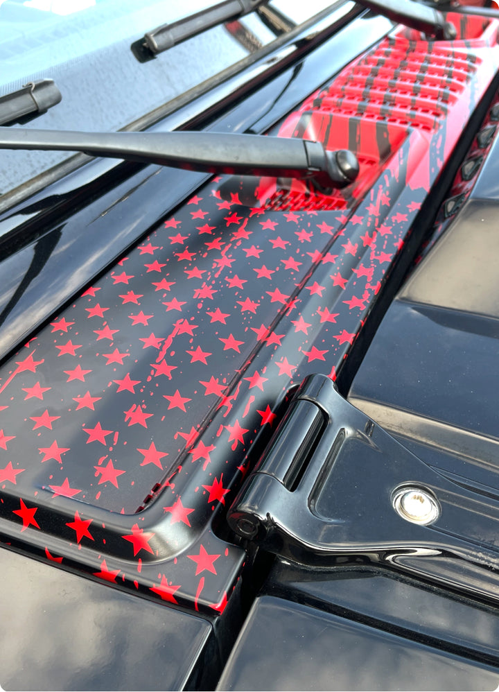 Tattered Flag Cowl Wiper Panel Firecracker Red 
