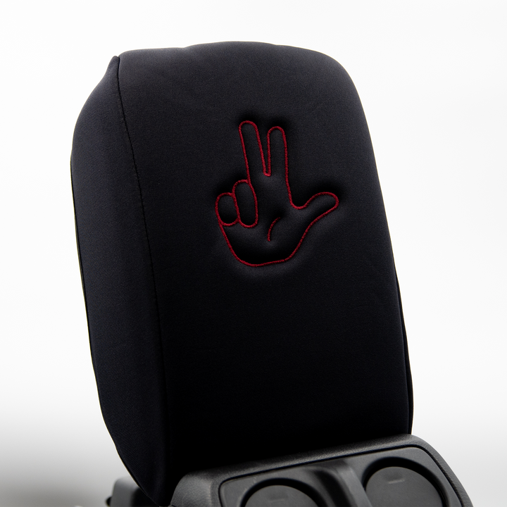 Black Armrest Cover Jeep Life Finger Wave in Deep Red 