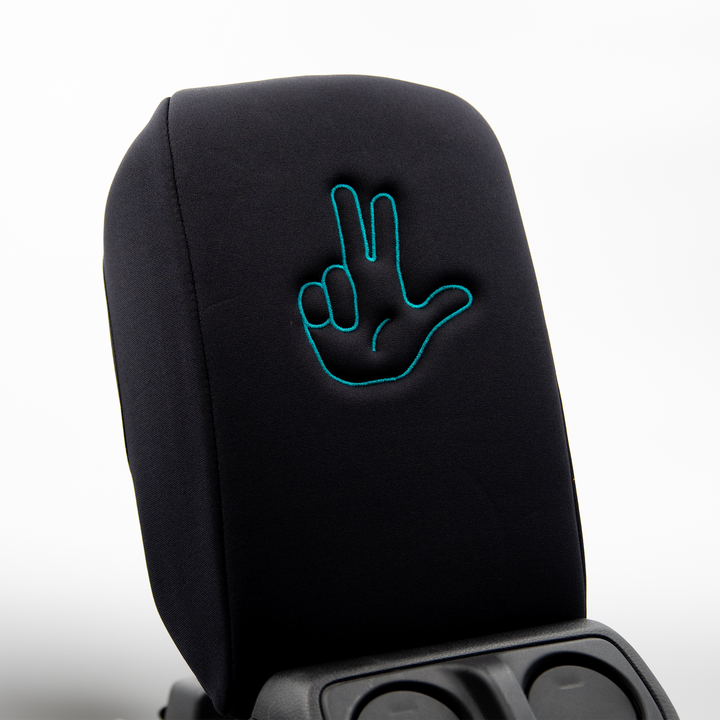 Black Armrest Cover Jeep Life Finger Wave in Teal