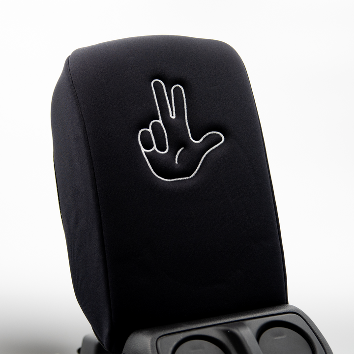Black Armrest Cover Jeep Life Finger Wave in Bright White