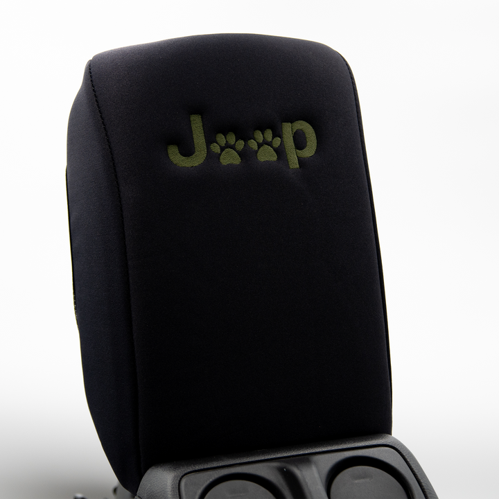 Black console cover Paw Print in Army Green Jeep logo 