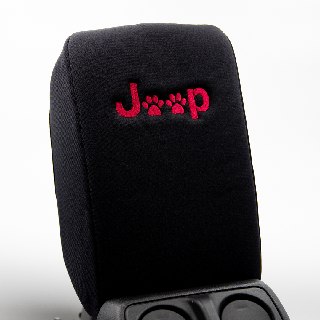 Black console cover Paw Print in Hot Pink Jeep logo