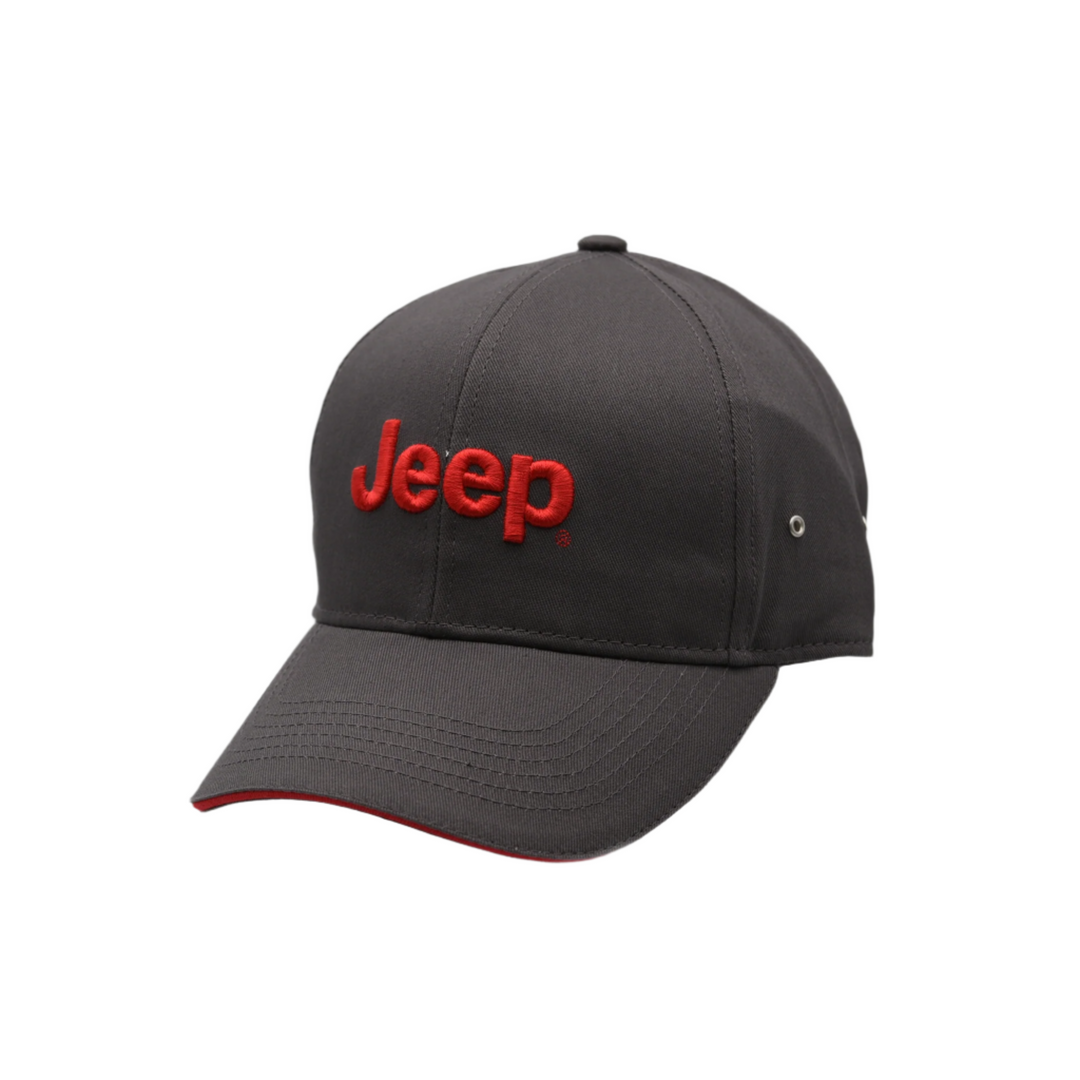 Dark Gray Hat with Red 3D Embroidered Jeep Logo