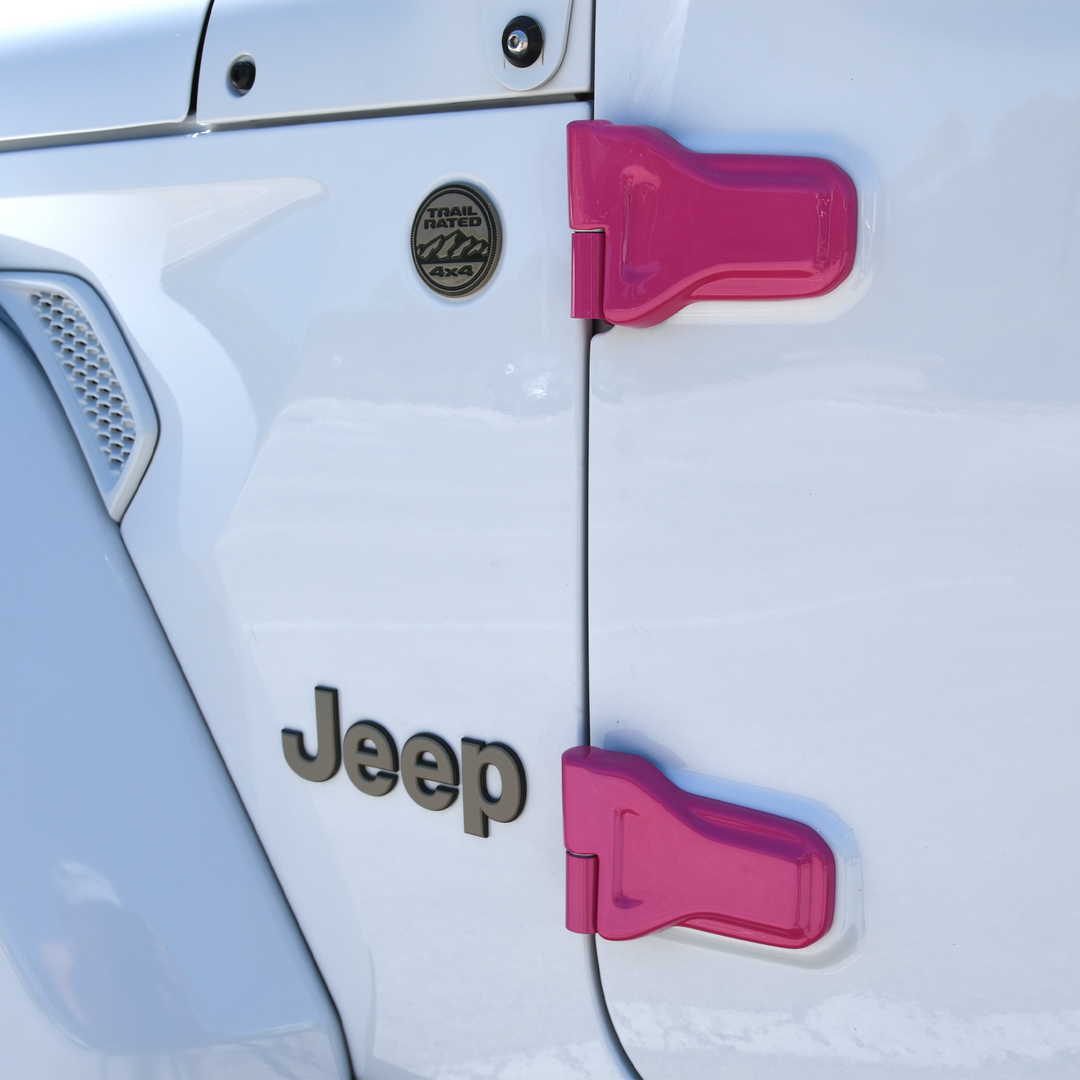 Hot Pink Metallic in Gloss Finish Cover'd Up Door Hinge Covers Snap-on Magnetic