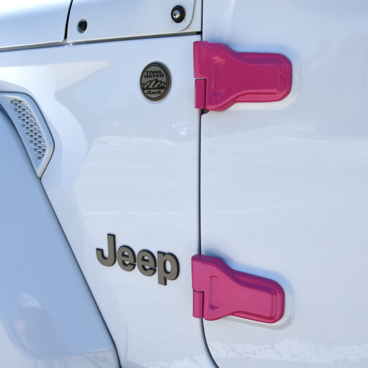 Hot Pink Metallic in Gloss Finish Cover'd Up Door Hinge Covers Snap-on Magnetic